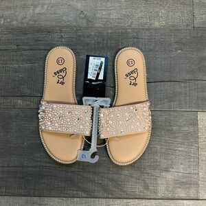 Art Class Tan Beaded Kids Sandals
